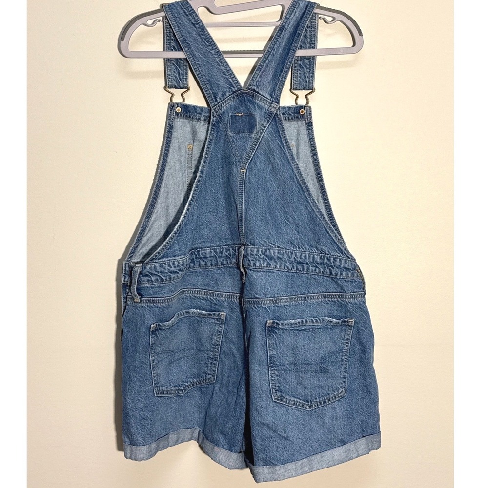 American Eagle Denim Shortalls Womens Large Medium Wash - Picture 4 of 7